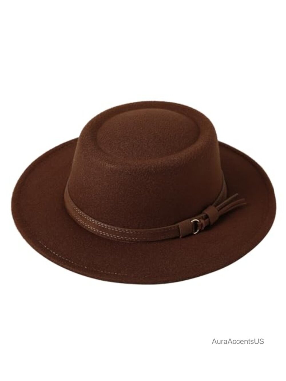 Wool Blend Fedora Hat Wide Brim Belt Buckle Vintage Floppy